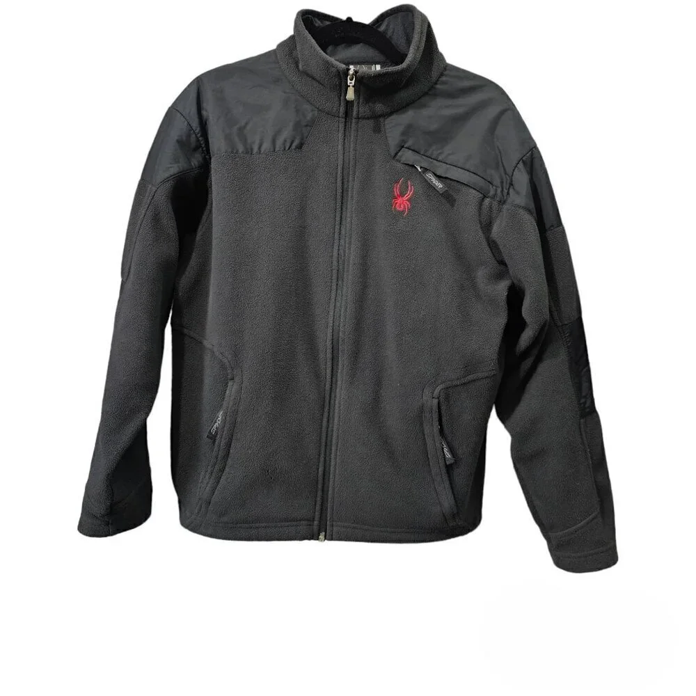 SPYDER Full Zip Fleece Black And Red Shell Jacket